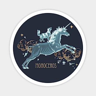 Blue Medieval Unicorn constellation Magnet